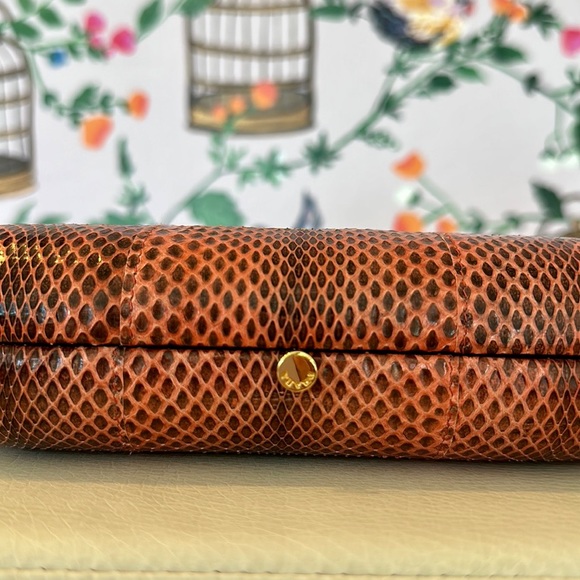 Prada Ayers SnakeSkin Coral Pink Brown Box Clutch - Picture 11 of 14